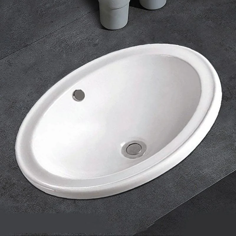 Contemporary Bathroom Sink Porcelain Oval-Shape Drop-in Bathroom Sink without Tap -Bathlova