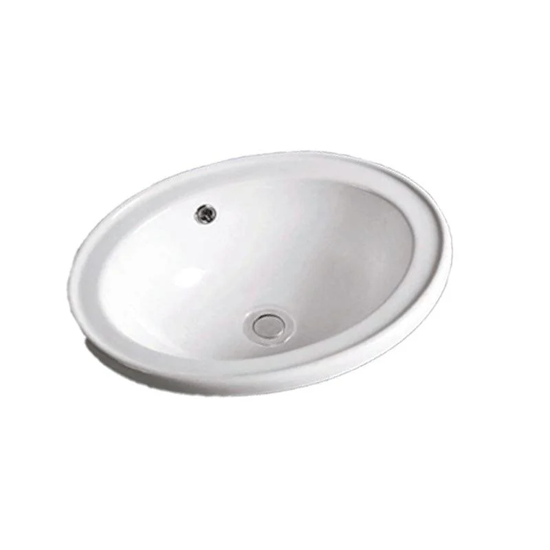 Contemporary Bathroom Sink Porcelain Oval-Shape Drop-in Bathroom Sink without Tap -Bathlova