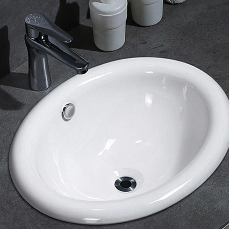 Contemporary Bathroom Sink Porcelain Oval-Shape Drop-in Bathroom Sink without Tap -Bathlova