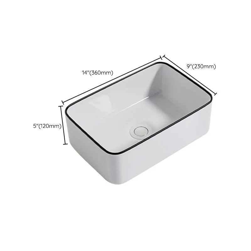 Contemporary Bathroom Sink Porcelain Oval-Shape Vessel Bathroom Sink with Pop-Up Drain -Bathlova