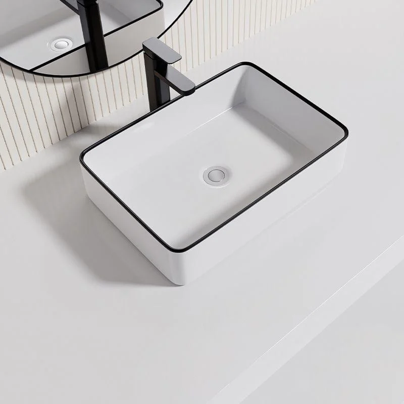 Contemporary Bathroom Sink Porcelain Oval-Shape Vessel Bathroom Sink with Pop-Up Drain -Bathlova