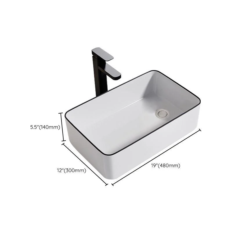 Contemporary Bathroom Sink Porcelain Oval-Shape Vessel Bathroom Sink with Pop-Up Drain -Bathlova