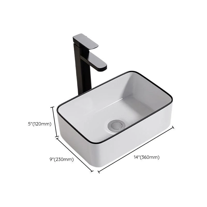 Contemporary Bathroom Sink Porcelain Oval-Shape Vessel Bathroom Sink with Pop-Up Drain -Bathlova