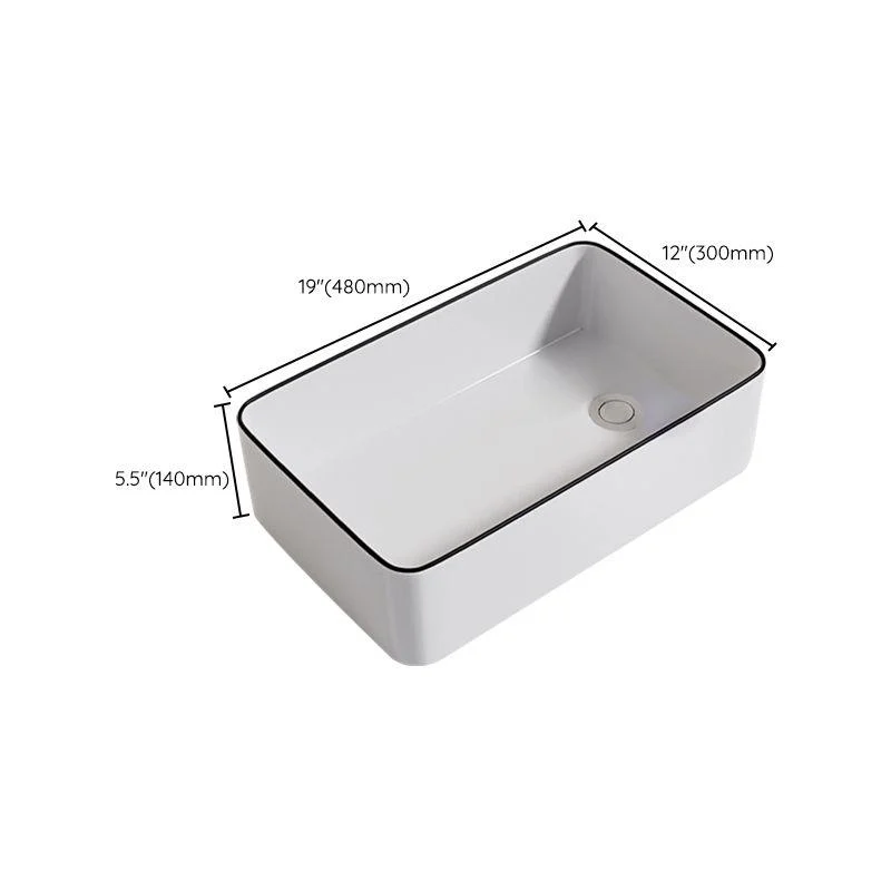 Contemporary Bathroom Sink Porcelain Oval-Shape Vessel Bathroom Sink with Pop-Up Drain -Bathlova