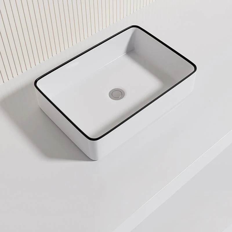 Contemporary Bathroom Sink Porcelain Oval-Shape Vessel Bathroom Sink with Pop-Up Drain -Bathlova