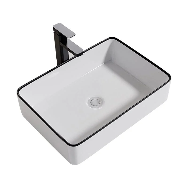 Contemporary Bathroom Sink Porcelain Oval-Shape Vessel Bathroom Sink with Pop-Up Drain -Bathlova