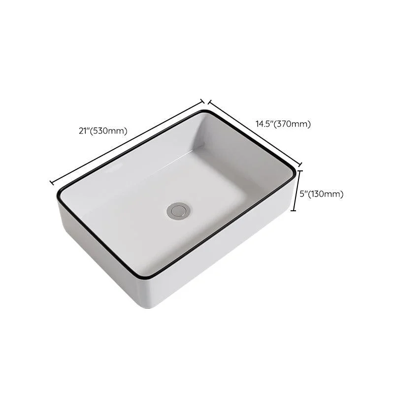 Contemporary Bathroom Sink Porcelain Oval-Shape Vessel Bathroom Sink with Pop-Up Drain -Bathlova