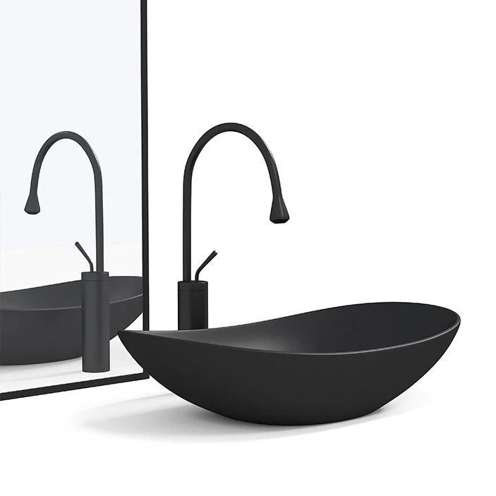 Contemporary Bathroom Sink Porcelain Oval-Shape Vessel Lavatory Sink with Pop-Up Drain -Bathlova