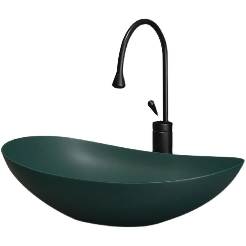 Contemporary Bathroom Sink Porcelain Oval-Shape Vessel Lavatory Sink with Pop-Up Drain -Bathlova