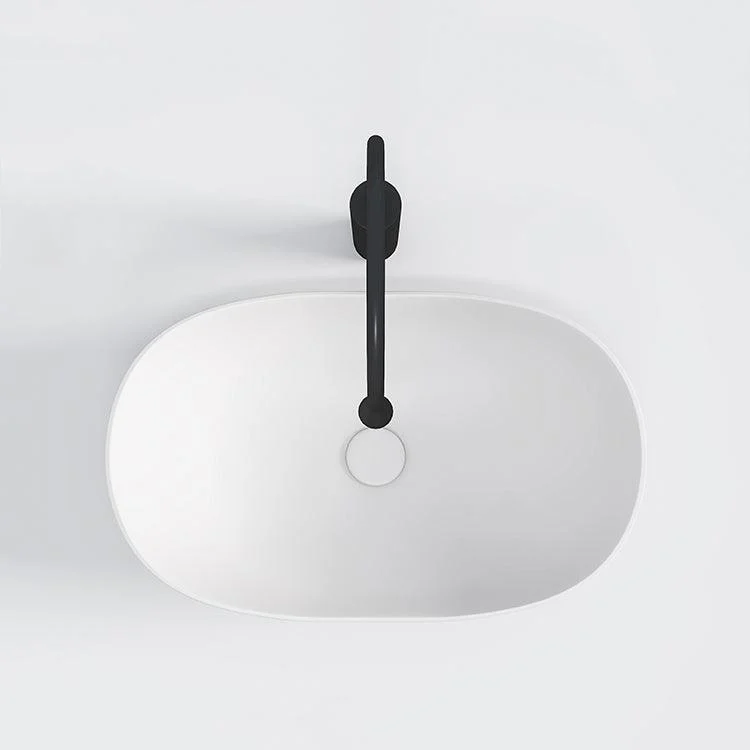 Contemporary Bathroom Sink Porcelain Oval-Shape Vessel Lavatory Sink with Pop-Up Drain -Bathlova