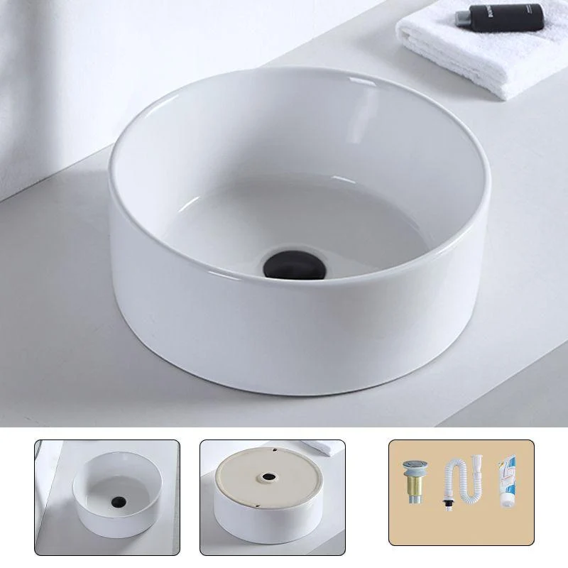 Contemporary Bathroom Sink Porcelain Pop-Up Drain Rectangular Vessel -Bathlova