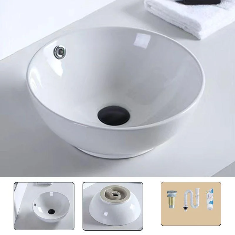 Contemporary Bathroom Sink Porcelain Pop-Up Drain Rectangular Vessel -Bathlova