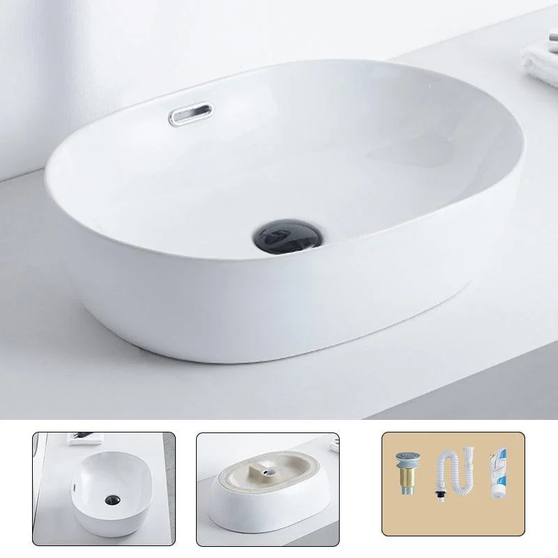 Contemporary Bathroom Sink Porcelain Pop-Up Drain Rectangular Vessel -Bathlova