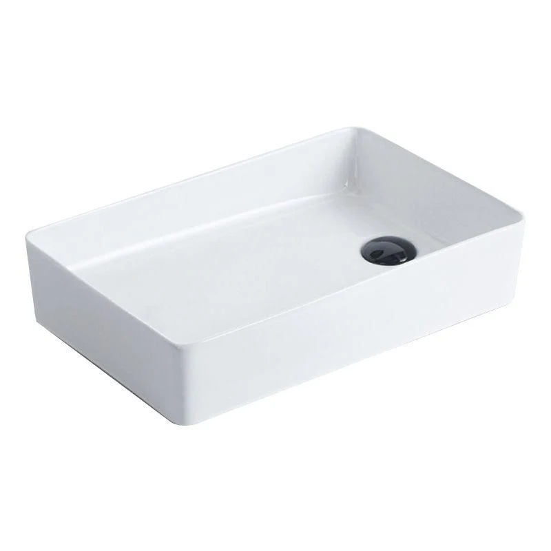 Contemporary Bathroom Sink Porcelain Pop-Up Drain Rectangular Vessel -Bathlova