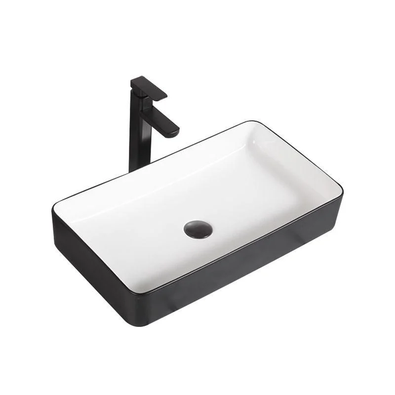 Contemporary Bathroom Sink Porcelain Pop-Up Drain Rectangular Vessel Bathroom Sink -Bathlova