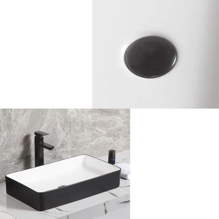 Contemporary Bathroom Sink Porcelain Pop-Up Drain Rectangular Vessel Bathroom Sink -Bathlova