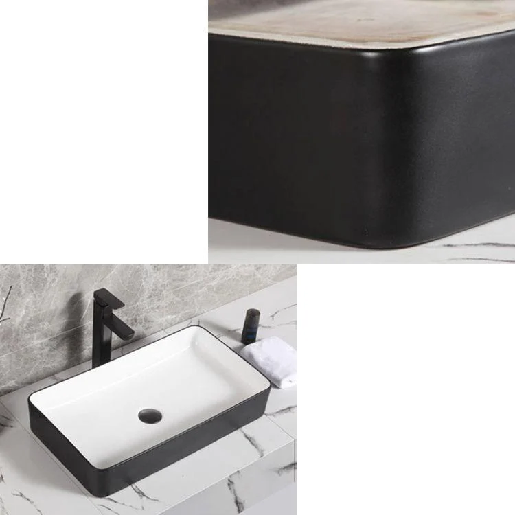 Contemporary Bathroom Sink Porcelain Pop-Up Drain Rectangular Vessel Bathroom Sink -Bathlova