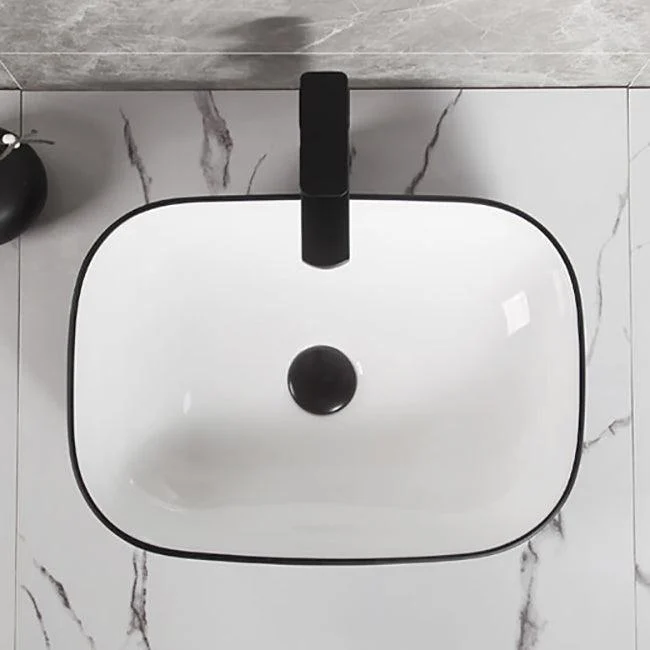 Contemporary Bathroom Sink Porcelain Pop-Up Drain Rectangular Vessel Bathroom Sink -Bathlova