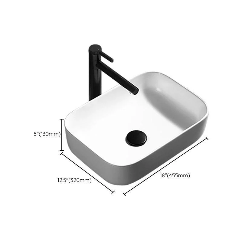 Contemporary Bathroom Sink Porcelain Pop-Up Drain Rectangular Vessel Lavatory Sink -Bathlova