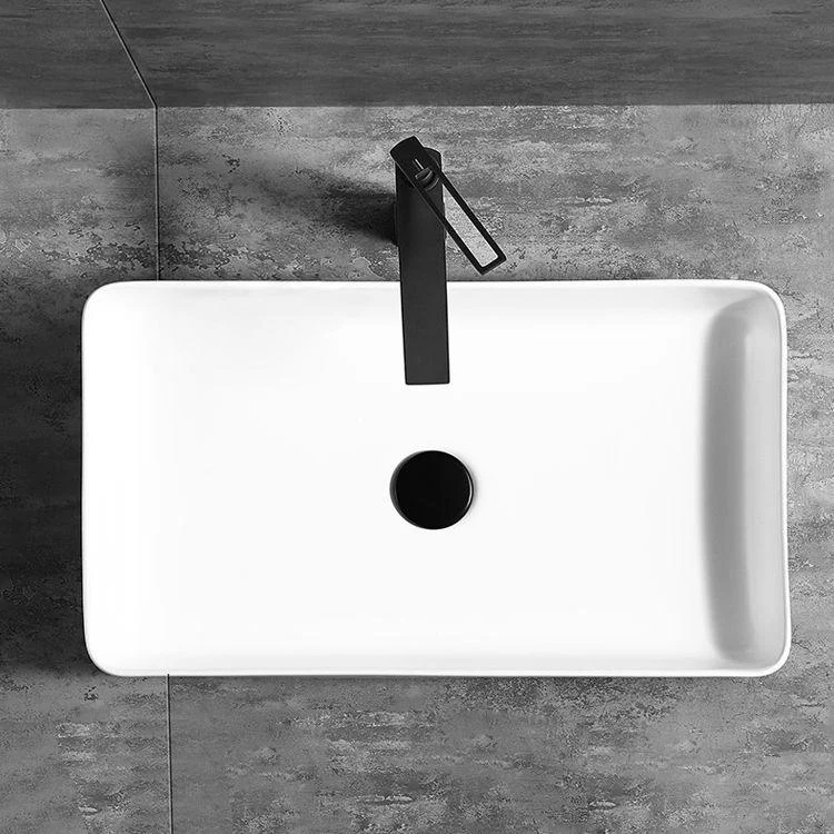 Contemporary Bathroom Sink Porcelain Pop-Up Drain Rectangular Vessel Lavatory Sink -Bathlova