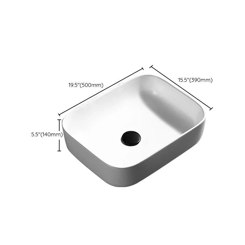 Contemporary Bathroom Sink Porcelain Pop-Up Drain Rectangular Vessel Lavatory Sink -Bathlova