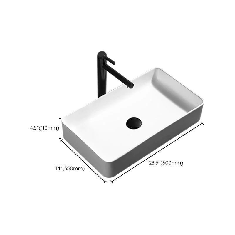 Contemporary Bathroom Sink Porcelain Pop-Up Drain Rectangular Vessel Lavatory Sink -Bathlova