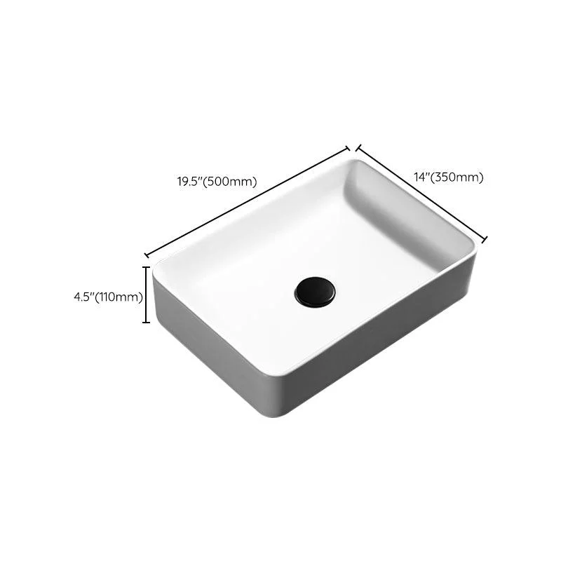 Contemporary Bathroom Sink Porcelain Pop-Up Drain Rectangular Vessel Lavatory Sink -Bathlova