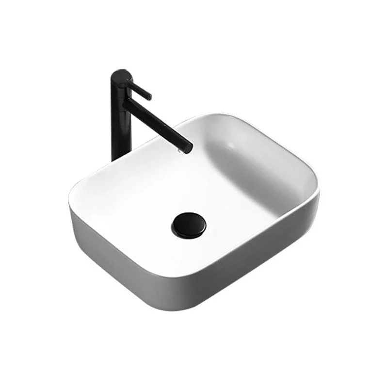 Contemporary Bathroom Sink Porcelain Pop-Up Drain Rectangular Vessel Lavatory Sink -Bathlova