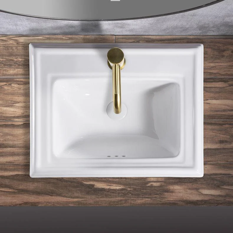 Contemporary Bathroom Sink Porcelain Rectangular Drop-in Bathroom Sink with Pop-Up Drain -Bathlova