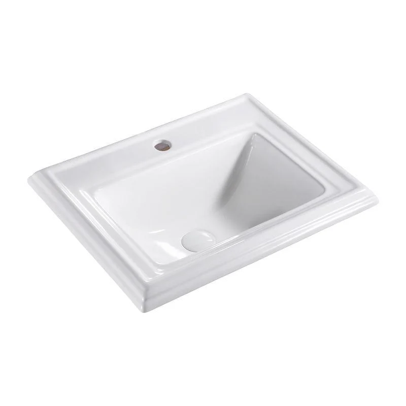 Contemporary Bathroom Sink Porcelain Rectangular Drop-in Bathroom Sink with Pop-Up Drain -Bathlova