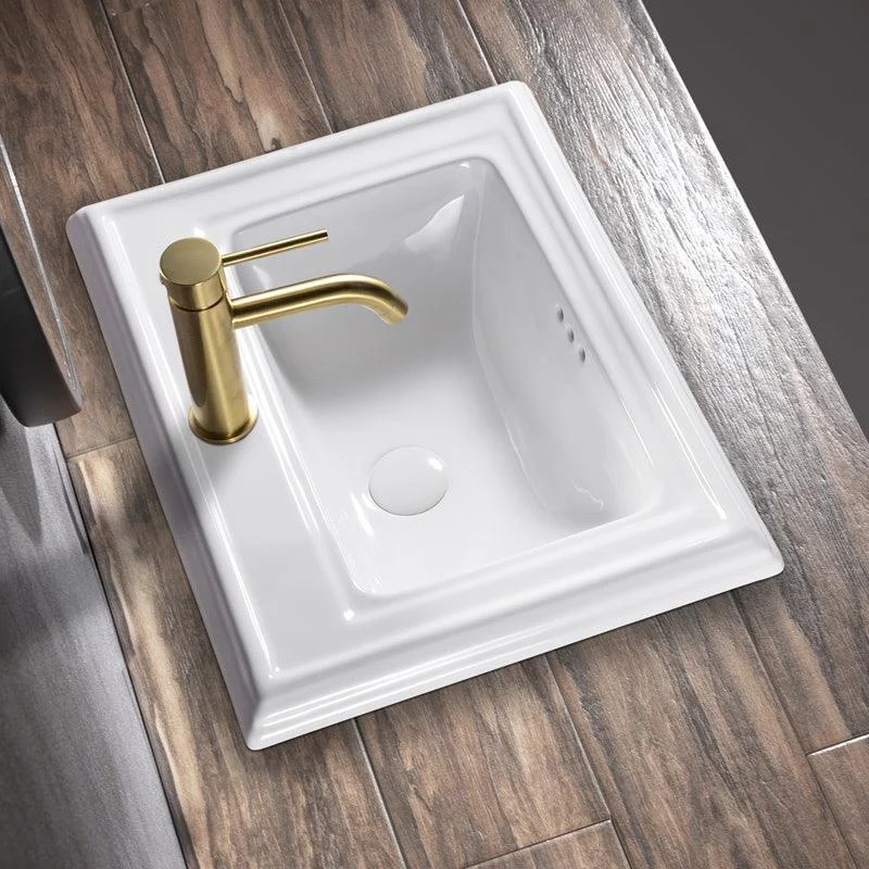 Contemporary Bathroom Sink Porcelain Rectangular Drop-in Bathroom Sink with Pop-Up Drain -Bathlova