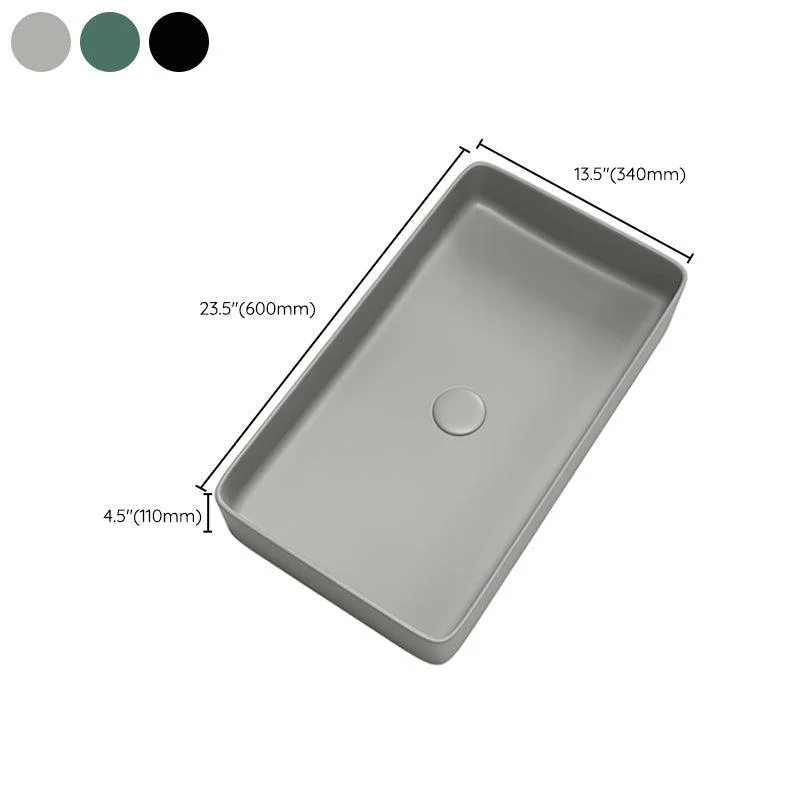 Contemporary Bathroom Sink Porcelain Rectangular Vessel Bathroom Sink -Bathlova