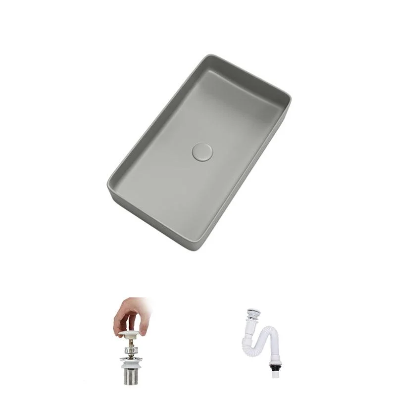 Contemporary Bathroom Sink Porcelain Rectangular Vessel Bathroom Sink -Bathlova