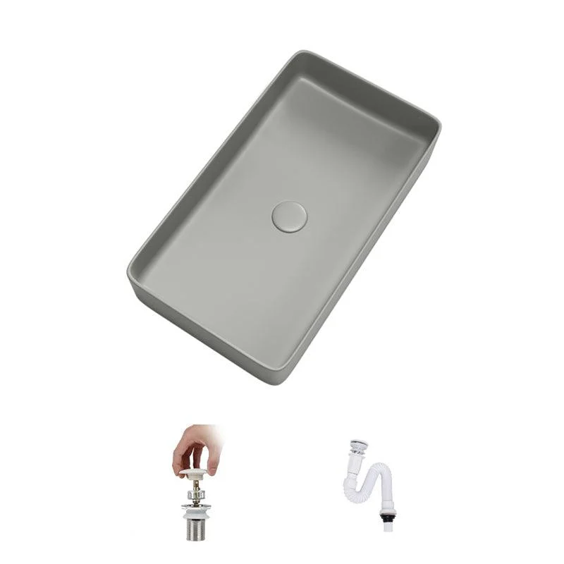 Contemporary Bathroom Sink Porcelain Rectangular Vessel Bathroom Sink -Bathlova