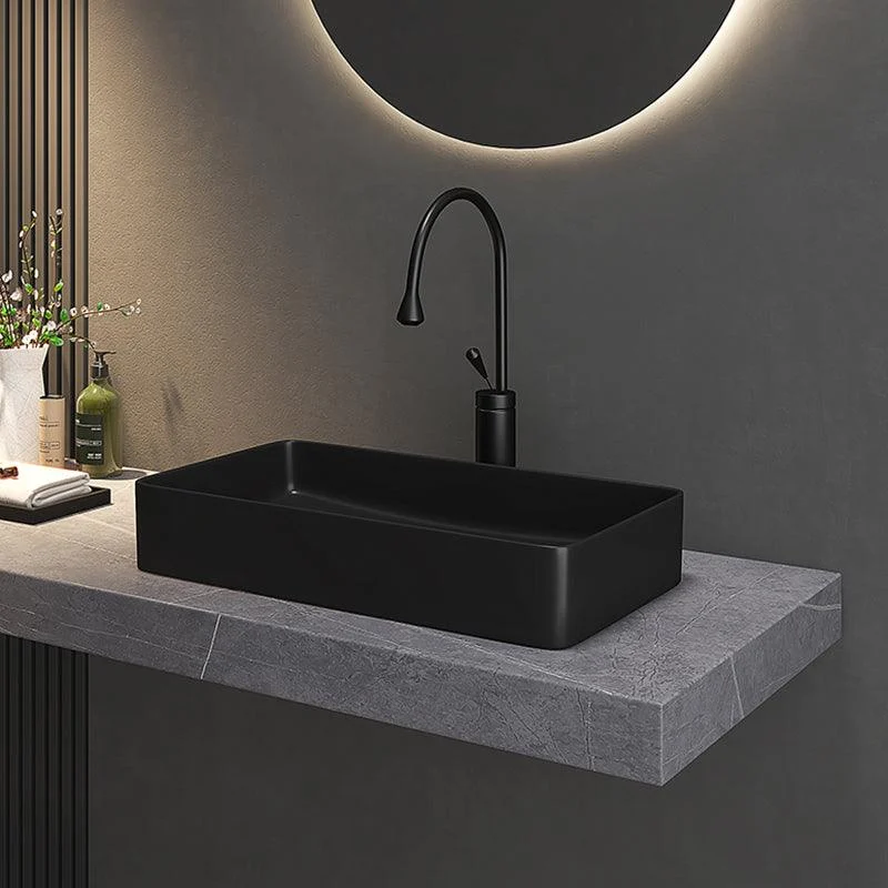 Contemporary Bathroom Sink Porcelain Rectangular Vessel Bathroom Sink -Bathlova