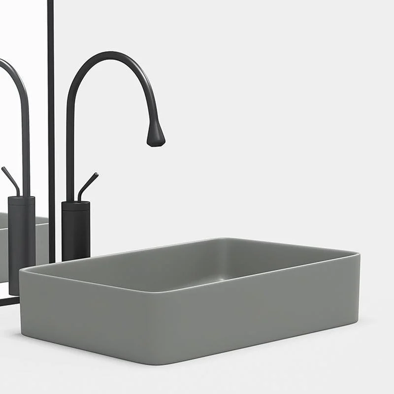 Contemporary Bathroom Sink Porcelain Rectangular Vessel Bathroom Sink -Bathlova