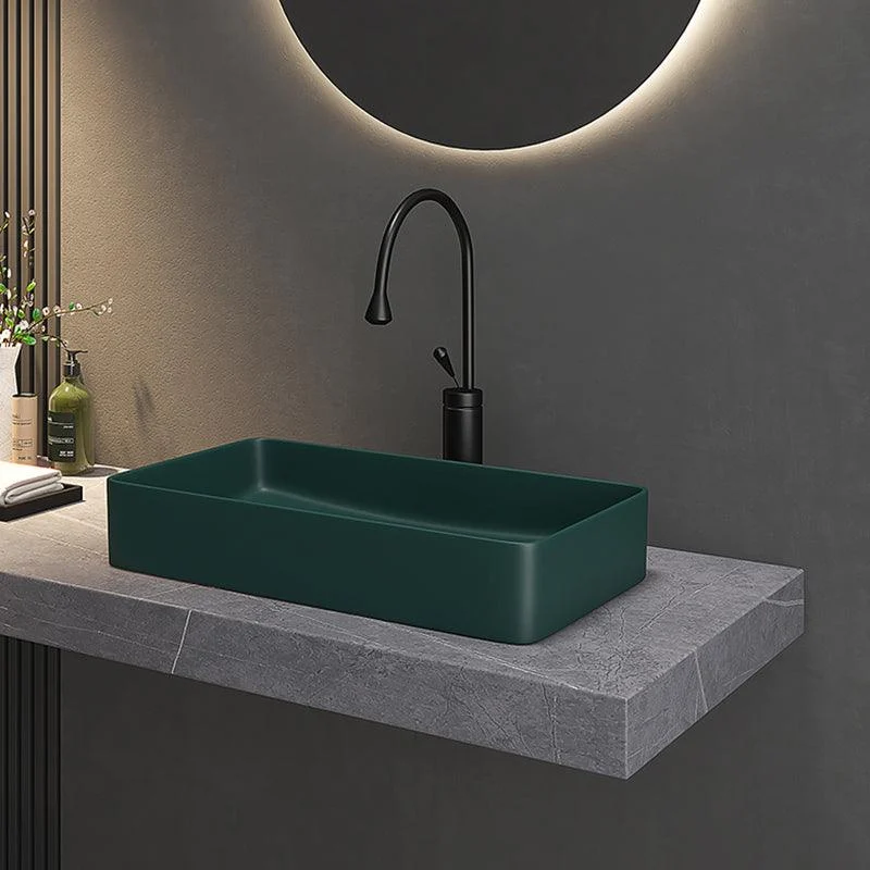 Contemporary Bathroom Sink Porcelain Rectangular Vessel Bathroom Sink -Bathlova