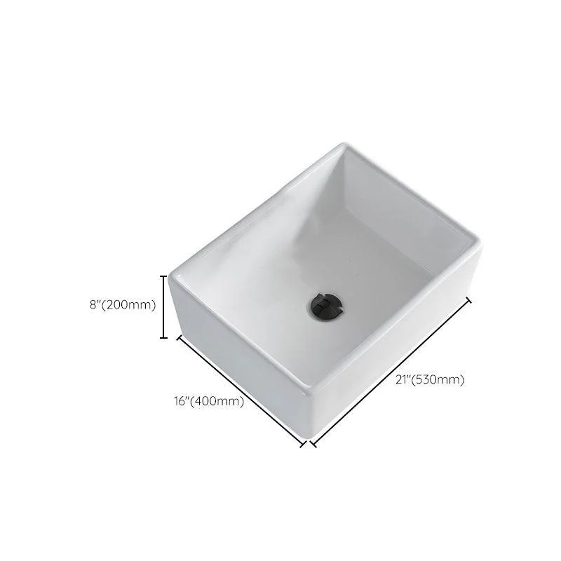 Contemporary Bathroom Sink Porcelain Rectangular Vessel Lavatory Sink Only -Bathlova