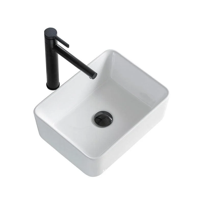 Contemporary Bathroom Sink Porcelain Rectangular Vessel Lavatory Sink Only -Bathlova