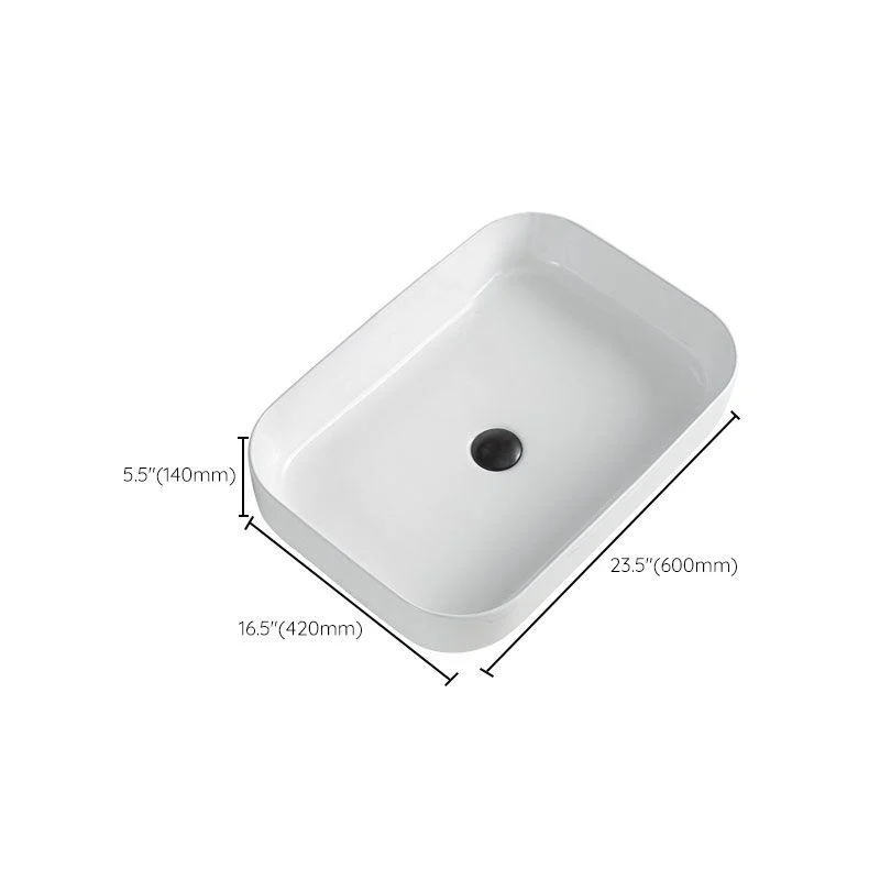 Contemporary Bathroom Sink Porcelain Rectangular Vessel Lavatory Sink Only -Bathlova