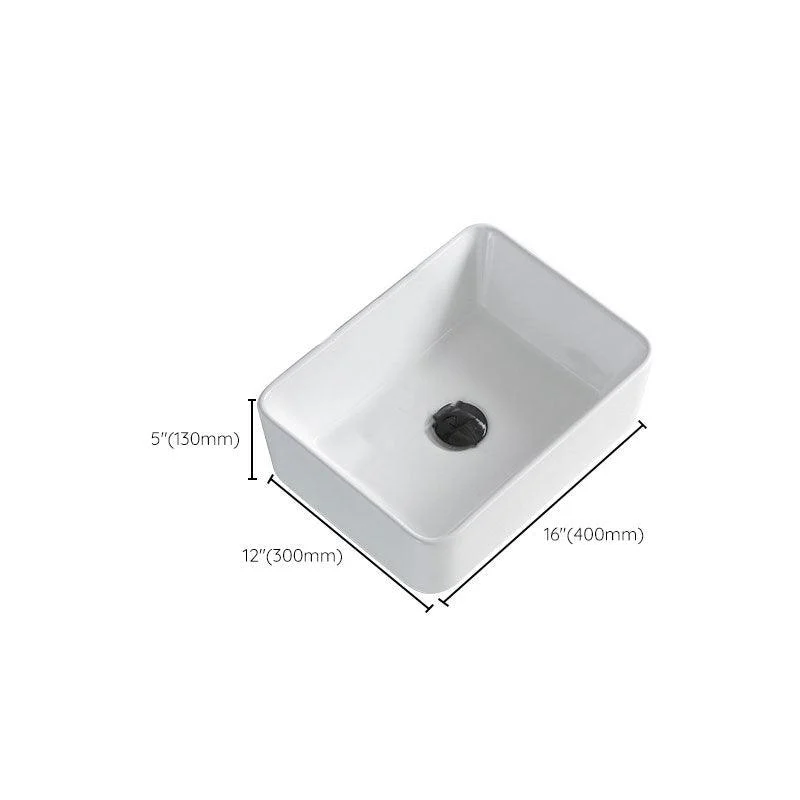 Contemporary Bathroom Sink Porcelain Rectangular Vessel Lavatory Sink Only -Bathlova