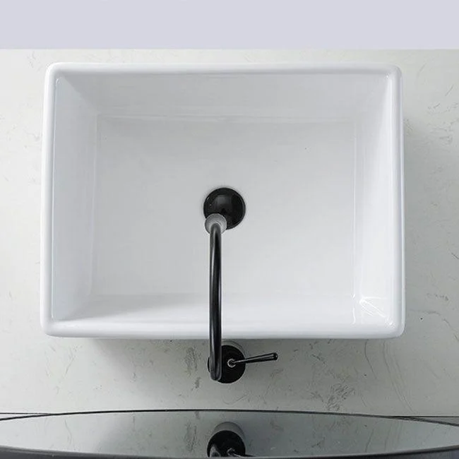 Contemporary Bathroom Sink Porcelain Rectangular Vessel Lavatory Sink Only -Bathlova