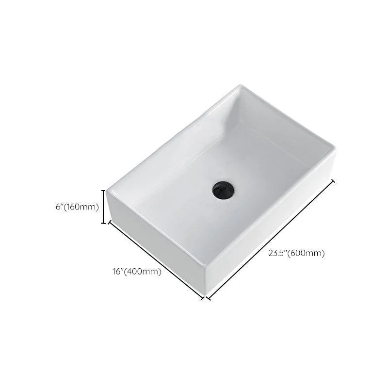 Contemporary Bathroom Sink Porcelain Rectangular Vessel Lavatory Sink Only -Bathlova