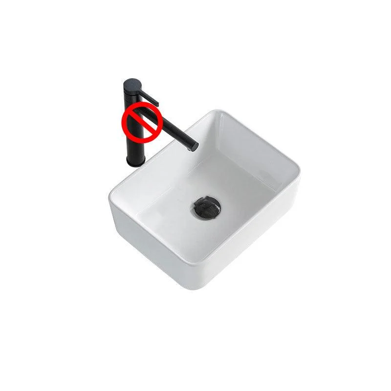 Contemporary Bathroom Sink Porcelain Rectangular Vessel Lavatory Sink Only -Bathlova