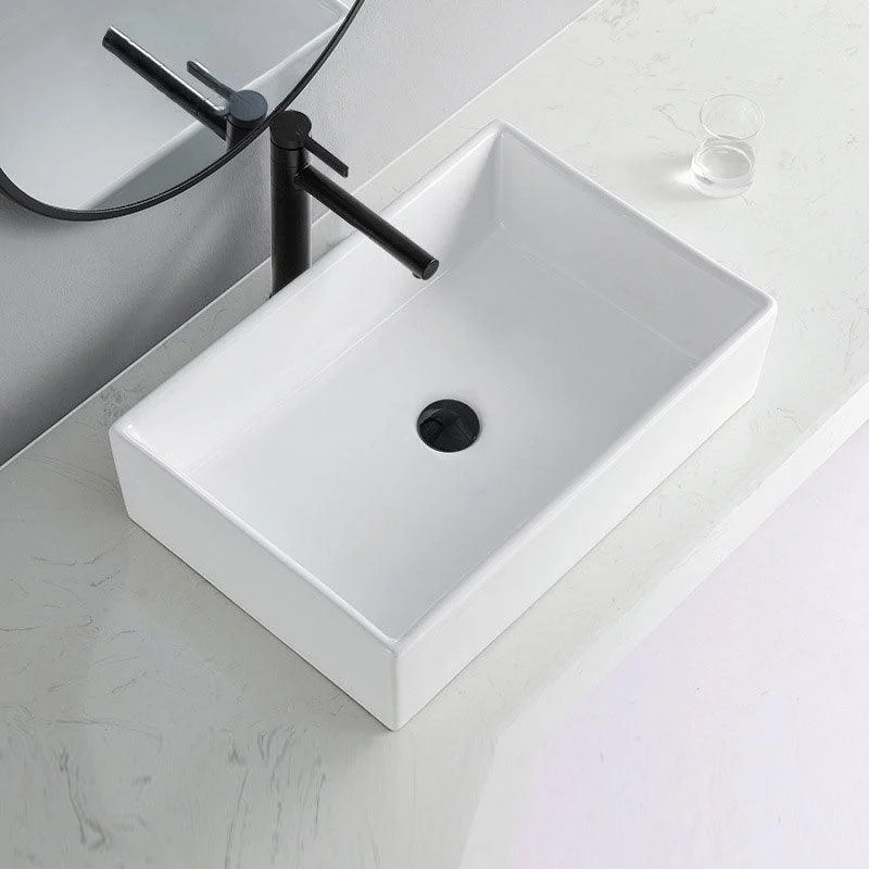 Contemporary Bathroom Sink Porcelain Rectangular Vessel Lavatory Sink Only -Bathlova