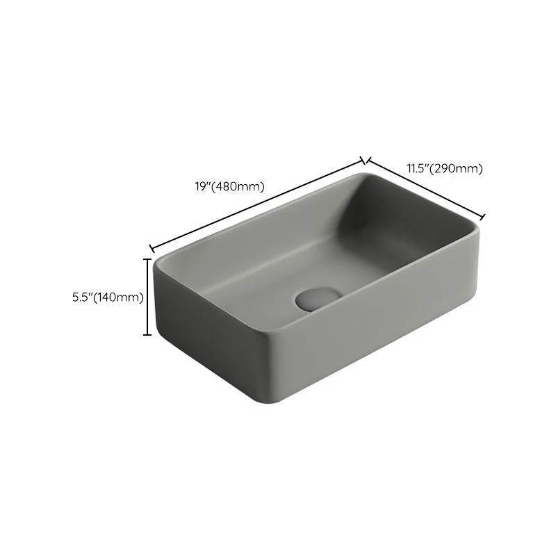 Contemporary Bathroom Sink Porcelain Rectangular Vessel Lavatory Sink with Pop-Up Drain -Bathlova