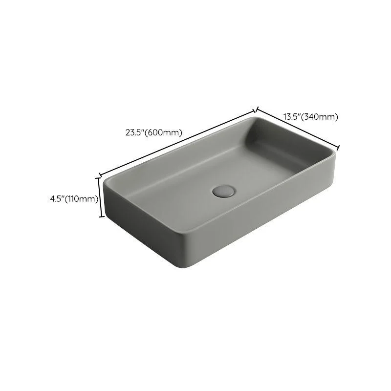 Contemporary Bathroom Sink Porcelain Rectangular Vessel Lavatory Sink with Pop-Up Drain -Bathlova