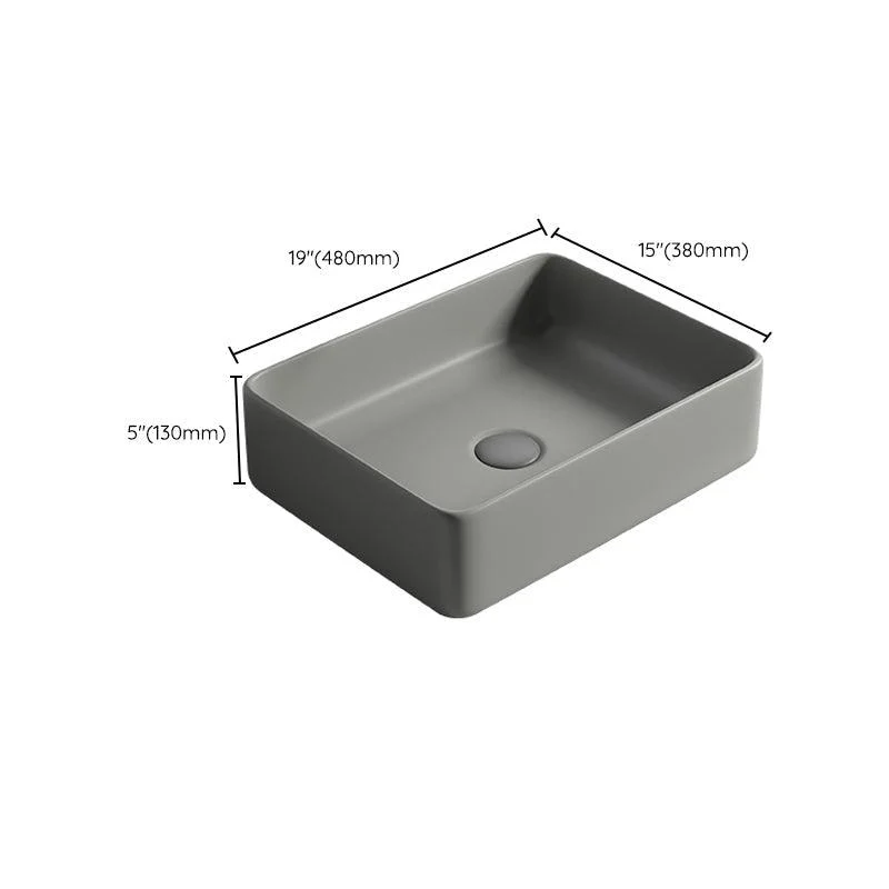 Contemporary Bathroom Sink Porcelain Rectangular Vessel Lavatory Sink with Pop-Up Drain -Bathlova