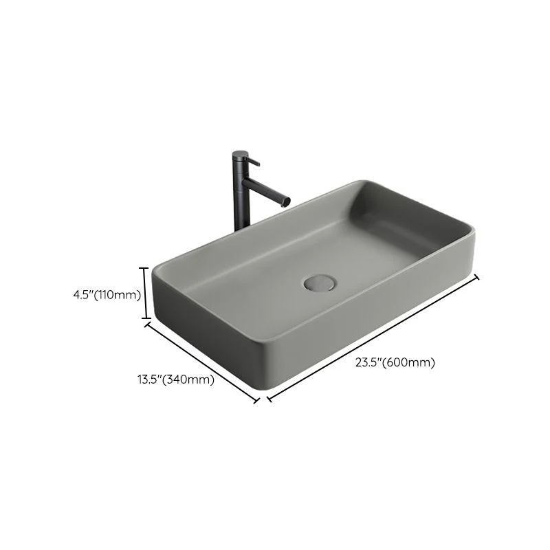 Contemporary Bathroom Sink Porcelain Rectangular Vessel Lavatory Sink with Pop-Up Drain -Bathlova