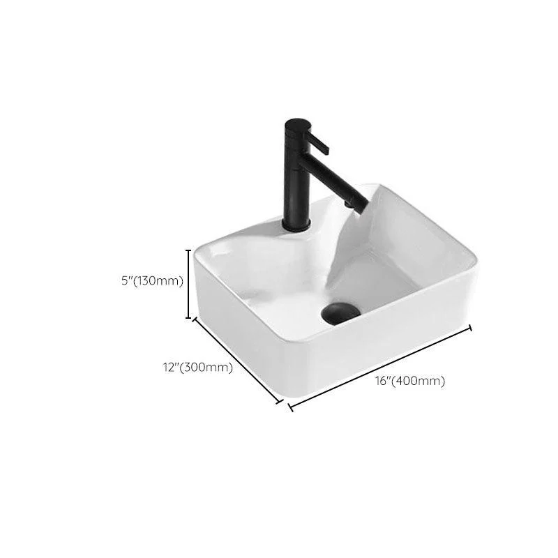 Contemporary Bathroom Sink Porcelain Rectangular Vessel Sink(Not Including Tap) -Bathlova